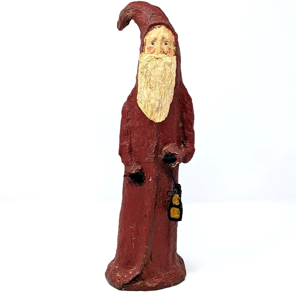 Vtg Your Heart's Content Primitive Folk Art Santa 11.5" | Signed MONNIE WILSON